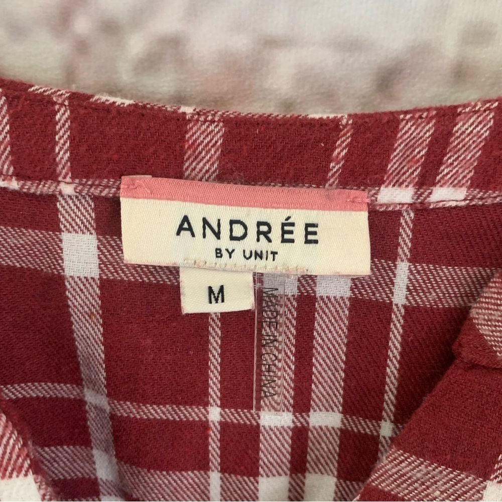 Andree by Unit Burgundy Plaid Button-Front Top - Picture 3 of 6
